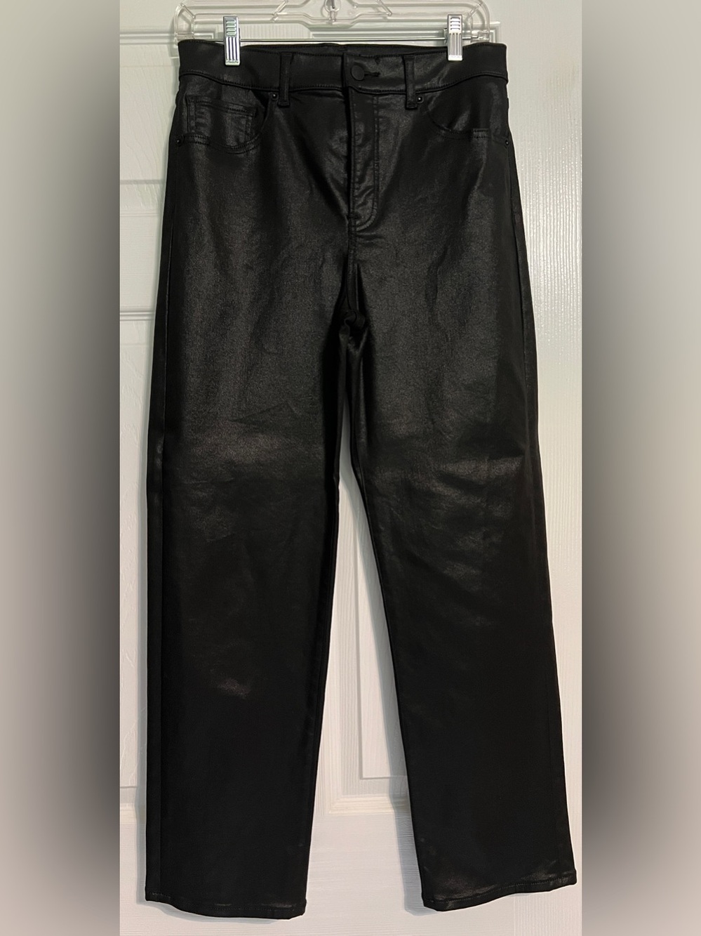 Express High-Waisted Black Coated Jeans – Size 4 Petite